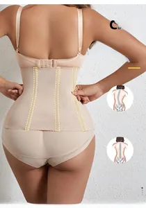 Detailed back view of high waist body shaper with multi-row hooks and support bones