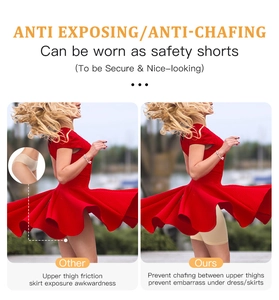 Comparaison détaillée du short de sécurité anti-frottement sous une robe rouge d'été