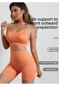 Detail van naadloze sportbeha met zijsteun en antislip elastische bandafwerking