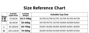 Tableau des tailles détaillé pour brassière de sport zippée, mesures de S à XL en cm