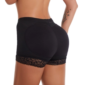 Culotte rembourrée gainante noire avec bordure en dentelle et effet push-up fessier