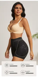 Detail of high waist lace shaper shorts with breathable tummy control and butt lift design