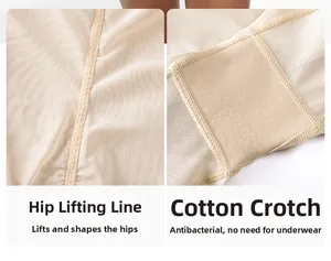 Macro detail of breathable mesh body shaper with butt lifting seams and cotton lining