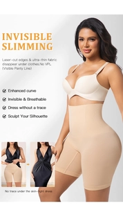 Vue détaillée de la gaine amincissante sans couture à taille haute avec effet ventre plat