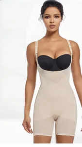 Detail of the double-layer compression and X-shape belly control on the nude bodysuit