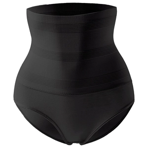 High waist black tummy control shaper with seamless elastic fabric for postpartum body shaping
