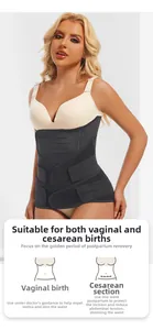 Detail of postpartum belly band with multi-segment velcro for adjustable compression