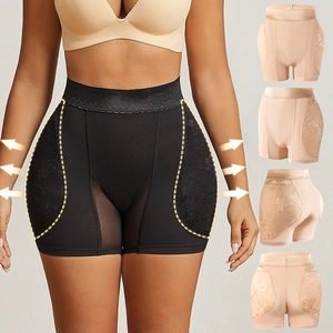 Women High Waist Padded Shapewear Butt Hip Enhancer Control Panties Breathable Mesh Lace Trim Seamless Body Shaper Underwear