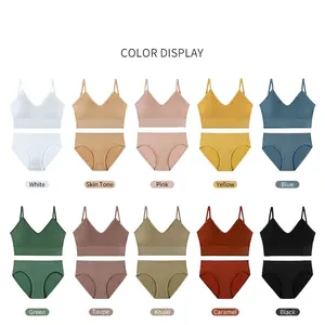 Ensembles de lingerie style français pour femmes, 10 couleurs, sans couture à fines côtes
