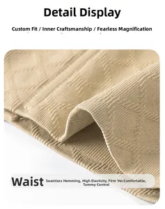 Macro shot of high-elastic mid-waist shapewear featuring diamond texture and ribbed fabric