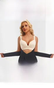 Close-up of a double-tension waist cincher with elastic straps for core support