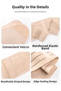Detail view of skin-tone waist trainer with breathable mesh and adjustable velcro strap
