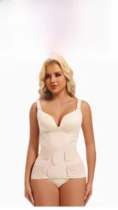 Detailed view of the skin-tone 3-in-1 postpartum belly band with breathable elastic fabric