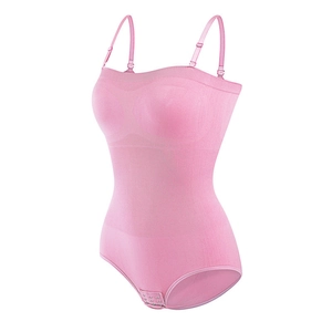 Pink full body shapewear for women with adjustable straps and tummy control function