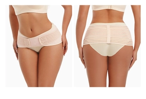 Breathable skin-tone postnatal pelvic support belt with double compression straps