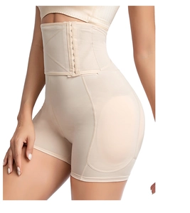 Detail view of high waist shapewear featuring multi-row hooks and butt lifting structure