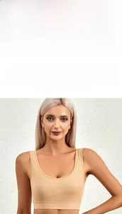 Detail showing the ribbed fabric texture and high-support design of the sports bra