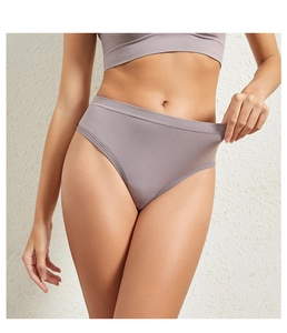 Elastisches, nahtloses Set aus Sport-BH und String-Tanga mit hoher Taille in Mauve-Lila