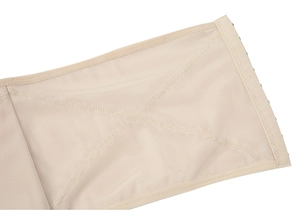 Close-up of high-waist body shaper with breathable mesh and X-shape cross stitching detail