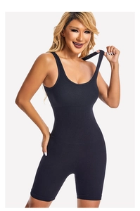 Close-up of black ribbed texture on high-elasticity bodysuit showing premium knit detail