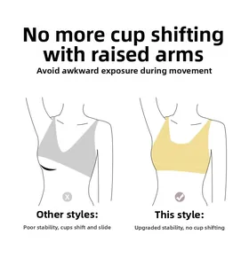 Stability diagram showing seamless bra staying in place while arms are raised