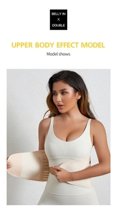 Detail of breathable waist trainer with double compression straps for tummy control