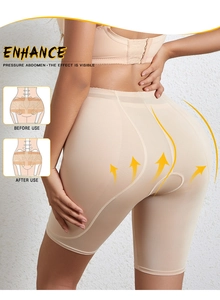 Detail showing high-waisted shaping panty with firm abdominal compression and lifting effect