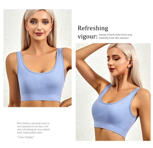 Detailed view of light blue ribbed crop top with U-neck design and vertical texture