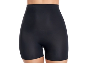 Close-up of seamless black high waist shaping shorts with wide anti-slip waistband