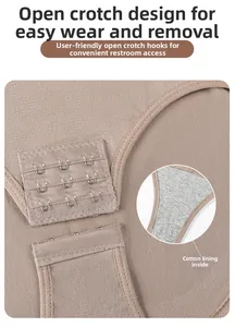 Detail of adjustable crotch with metal hooks and soft cotton lining on body shaper