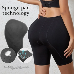 Women's black body shaper shorts with breathable sponge pad for butt lifting
