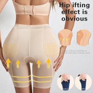 High-waisted tummy control shapewear with sponge hip padding for butt lifting effect