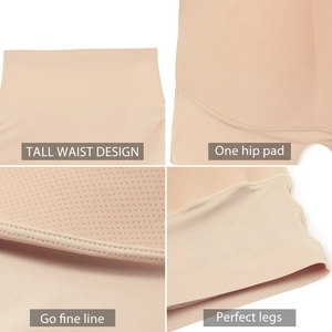 Seamless high-waist tummy control panties with hip-lifting pads for a peach butt shape