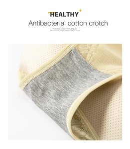 Detail of antibacterial cotton crotch on breathable honeycomb shaping underwear