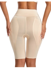 Detailed back view of high-waisted seamless shapewear with butt-lifting stitching