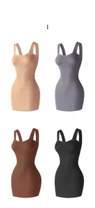 Mini ribbed bodycon dresses in beige, grey, brown, and black displayed in a grid view