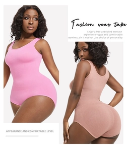 Detailed seamless shapewear bodysuit view showing firm control fabric and wide straps