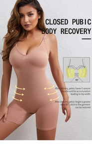 Detail view of skin-tone bodysuit showing pelvic recovery and abdomen shaping features