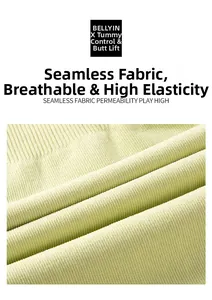 Macro detail of breathable light green seamless ribbed fabric for tummy control yoga wear
