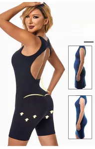 Detail showing the before and after lifting effect on buttocks of black shapewear bodysuit