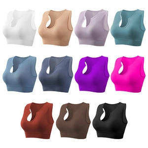 Women's rib-knit shockproof sports bras in eleven vibrant colors for yoga and fitness