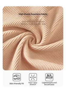 Macro view of skin-friendly high-elastic ribbed knit fabric with seamless texture