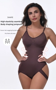 Detail of high elasticity seamless bodysuit featuring slimming waist and hip lift design