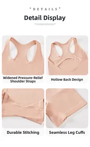 Detail of wide straps and seamless racerback design on high-elastic yoga bodysuit