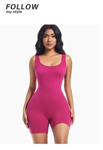 Macro shot of rose pink one-piece bodysuit showing peach-butt cut and high elasticity