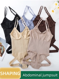 Detailed view of seamless shaping bodysuits with adjustable straps and ribbed compression fabric