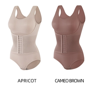 Details des bauchweg formenden Bodysuits mit Hakenverschluss in Aprikose und Dunkelrosa