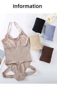 Detail view of high elastic seamless shapewear bodysuit in various color options