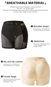 Mesh high waist shapewear with tummy control and padded hip enhancer for women