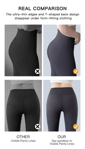 Comparison showing invisible high waist shapewear thong with seamless ultra-thin edges